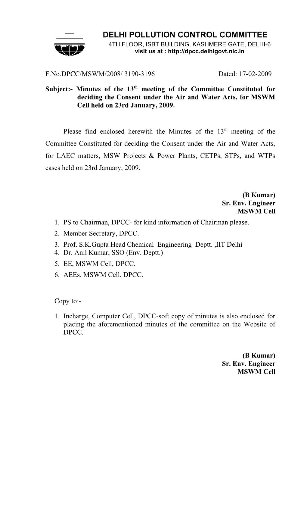 Minutes of the 7Th Meeting of the Committee Constituted for Deciding the Consent Under