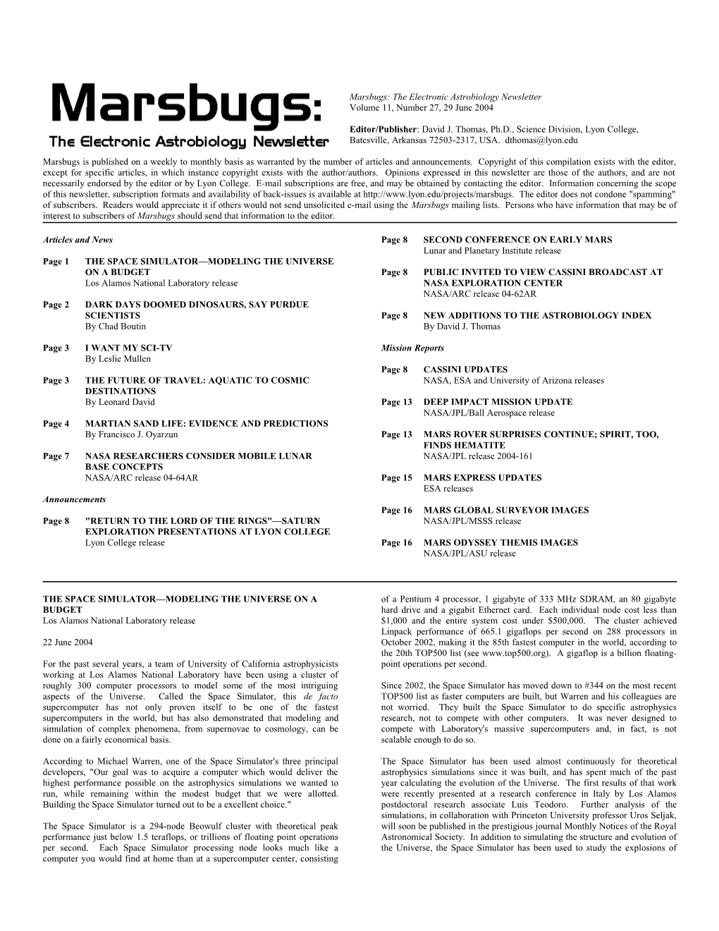Marsbugs Vol. 11, No. 27