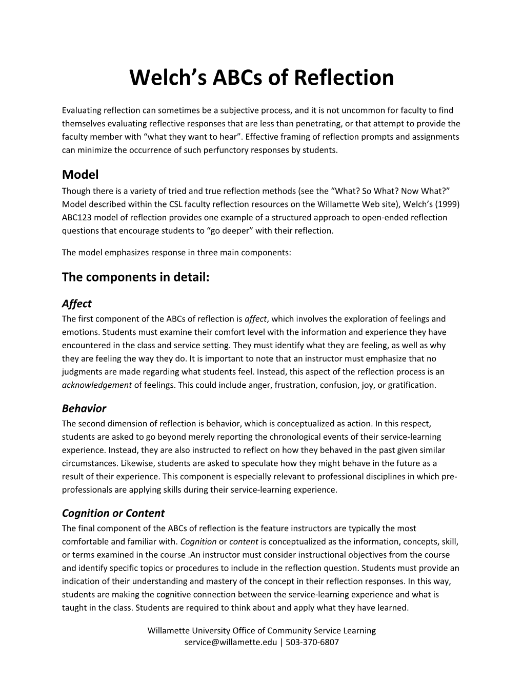 Welch S Abcs of Reflection