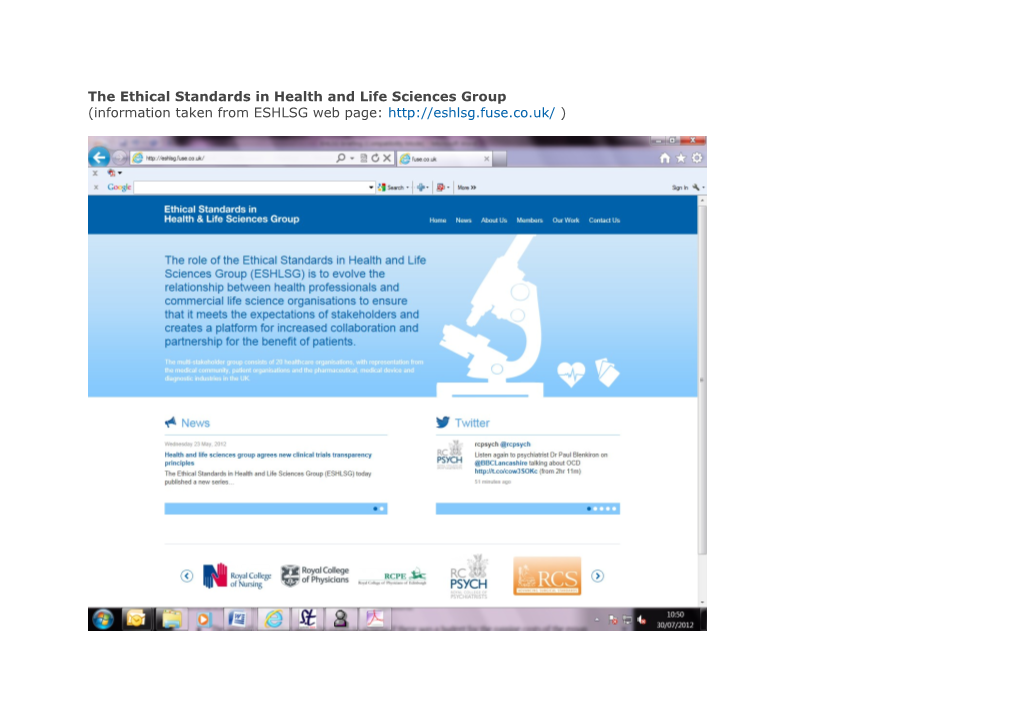 The Ethical Standards in Health and Life Sciences Group