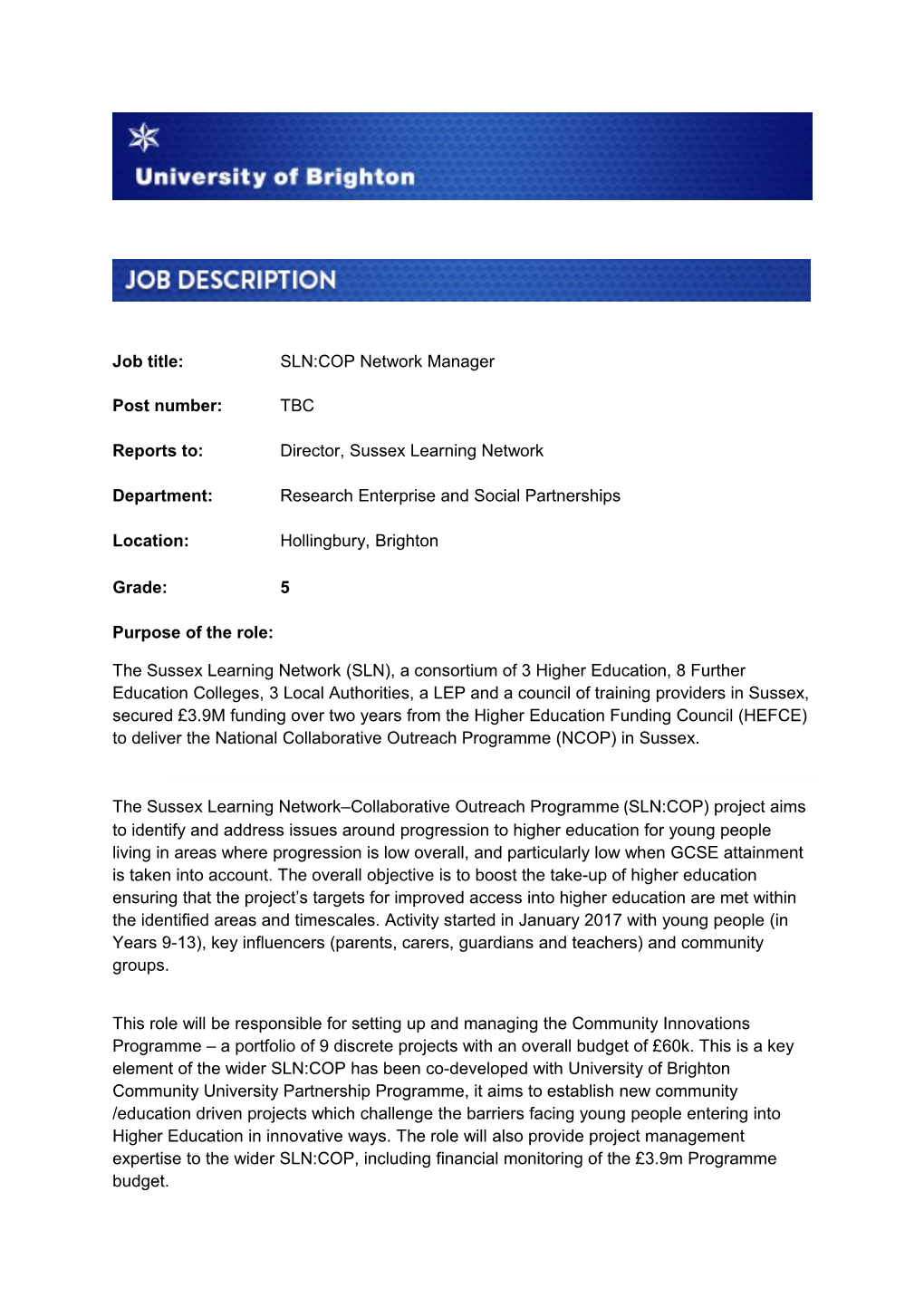 Job Title:SLN:COP Networkmanager