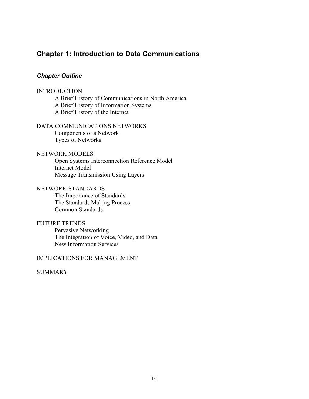Chapter 1: INTRODUCTION to DATA COMMUNICATIONS