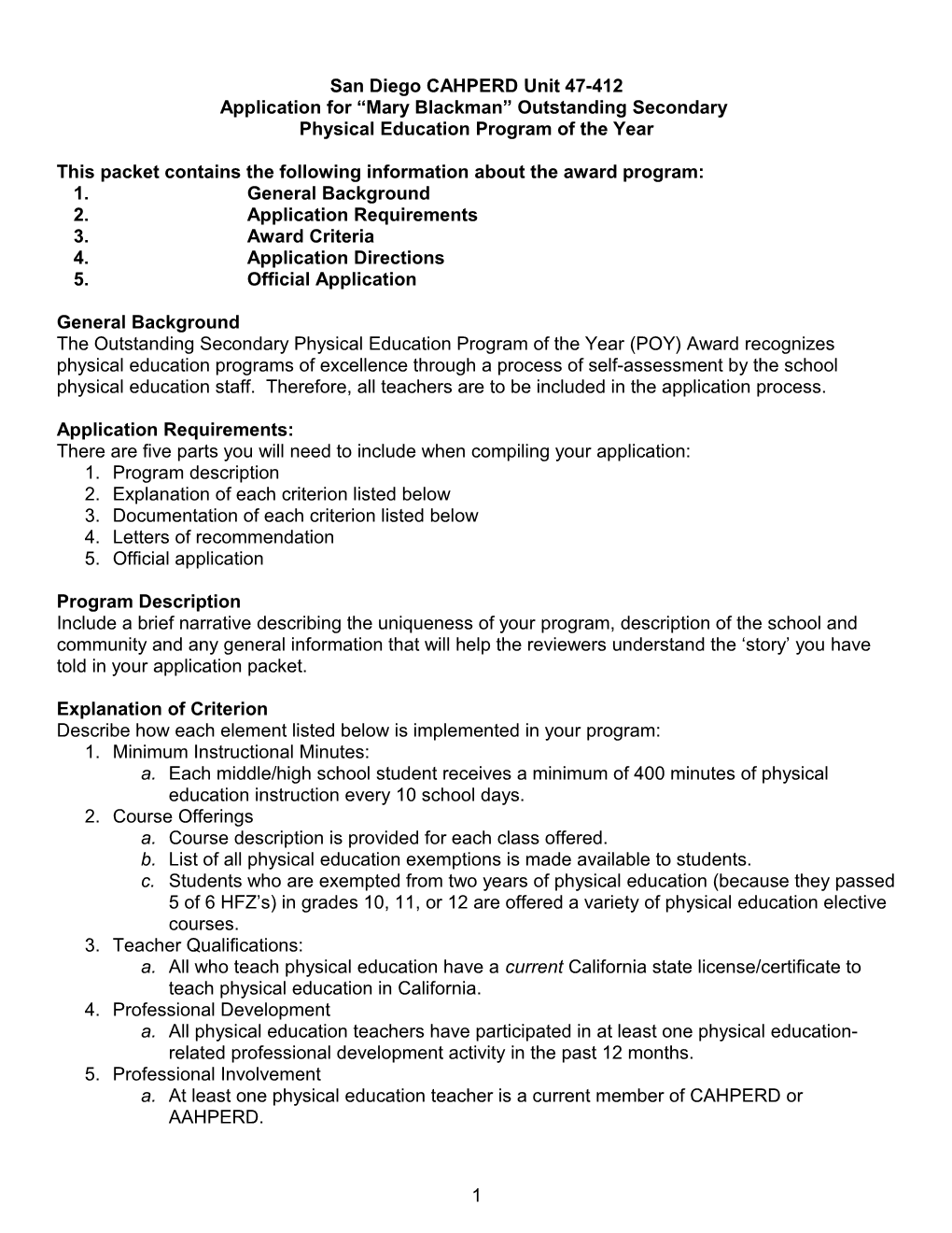 Application Form for 2014 - California Teachers of the Year (CA Dept of Education)