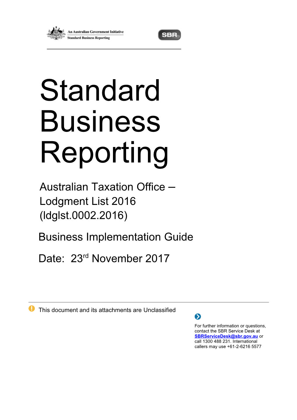 ATO LDGLST.0002 2016 Business Implementation Guide