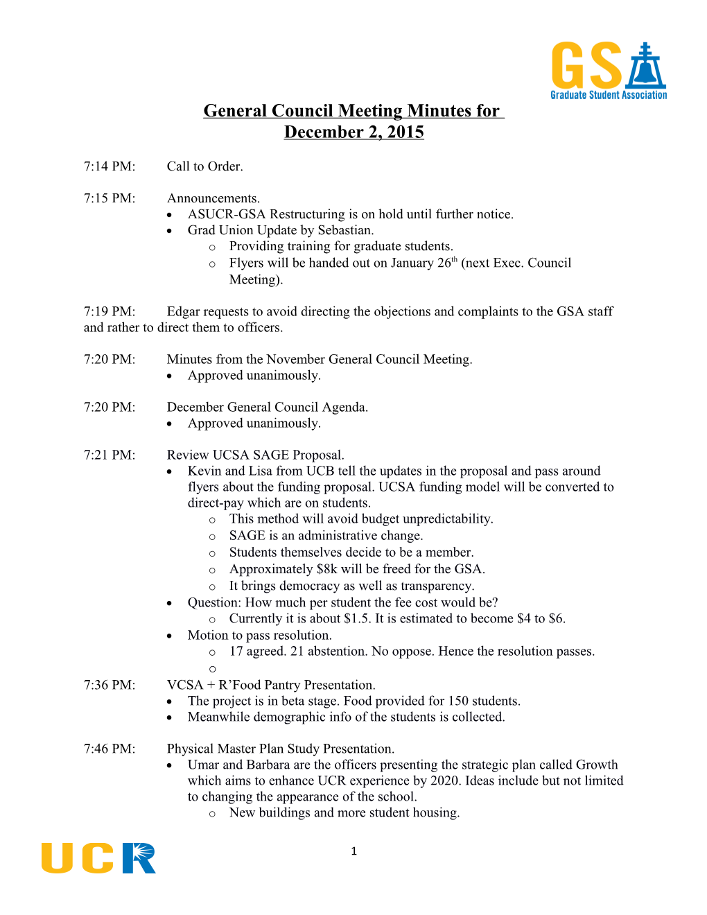 General Council Meetingminutes For