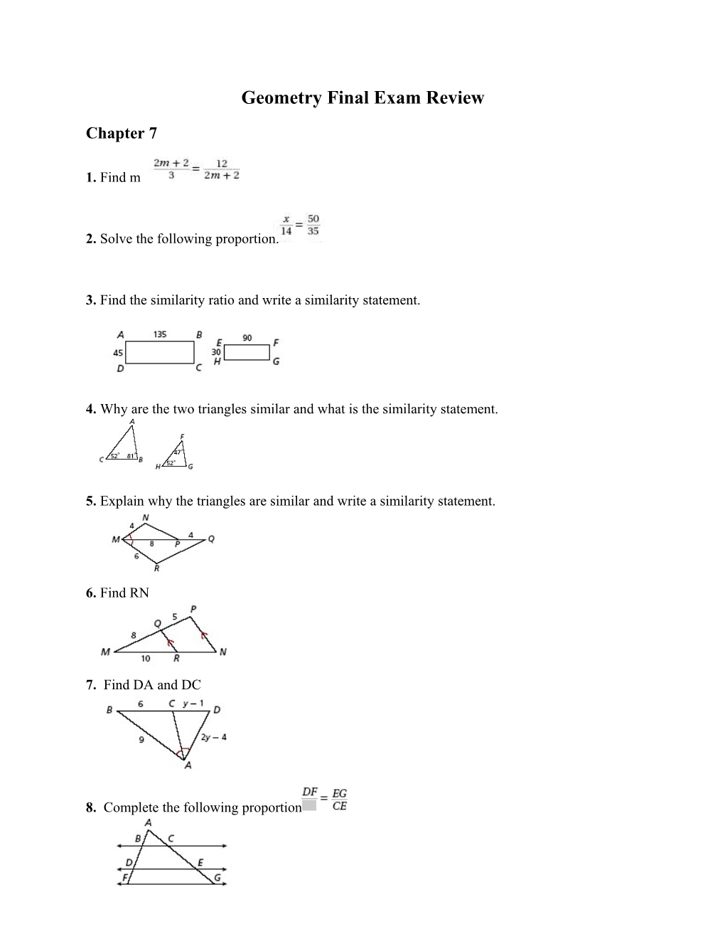 Geometry Final Exam Review