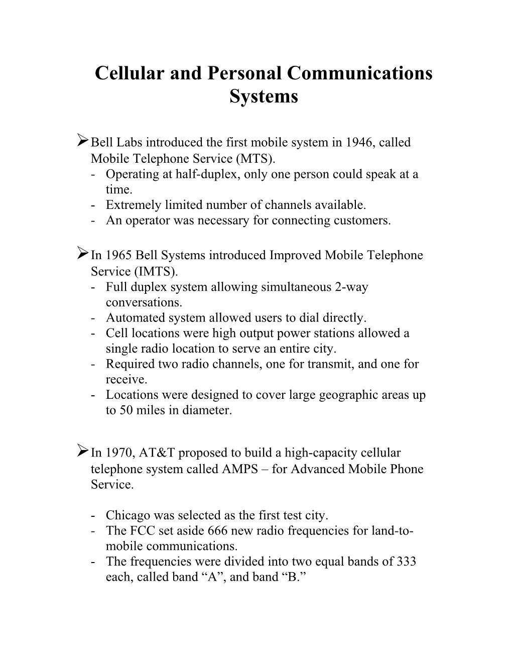 Cellular and Personal Communications Systems