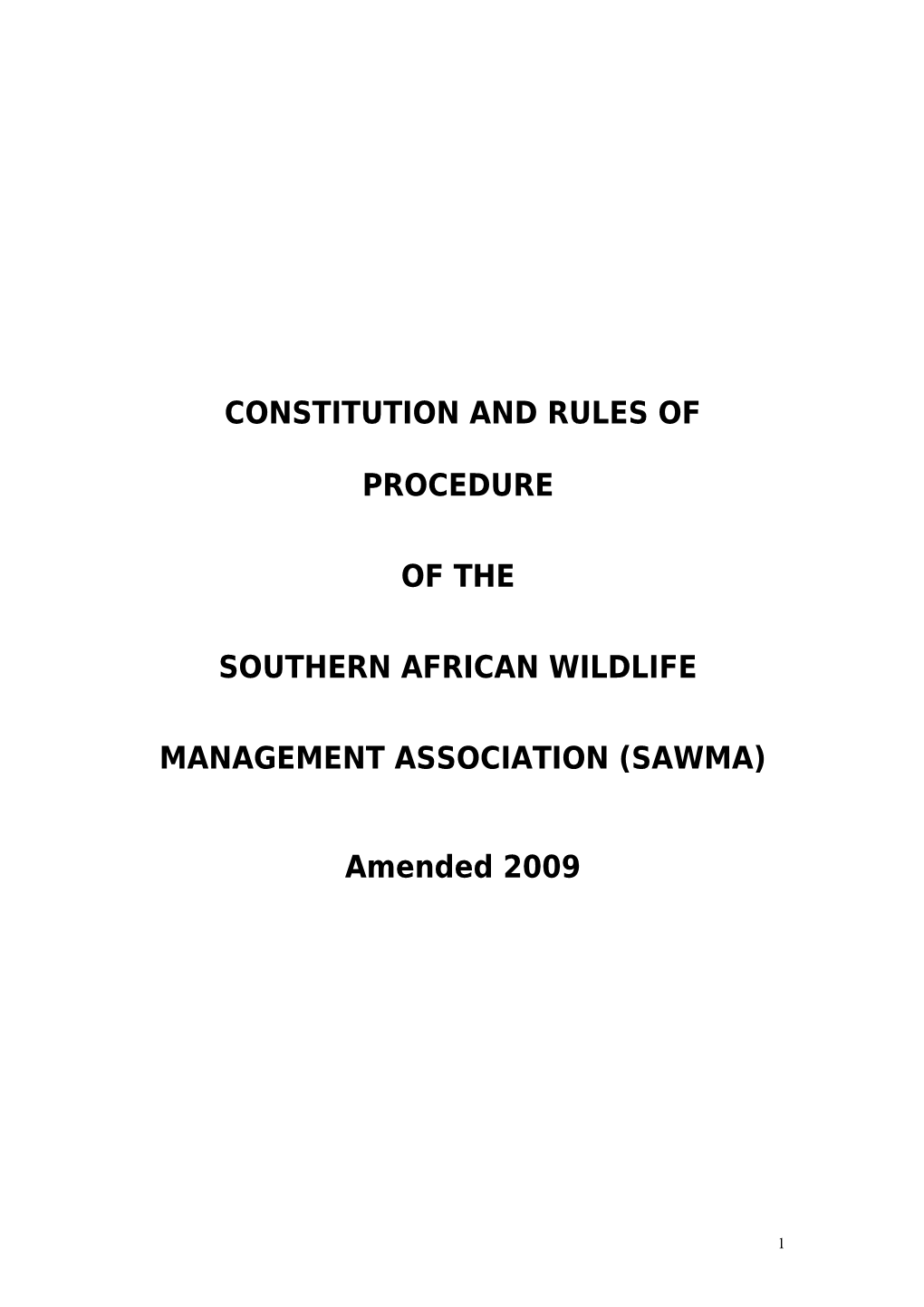 Constitution and Rules of Procedure