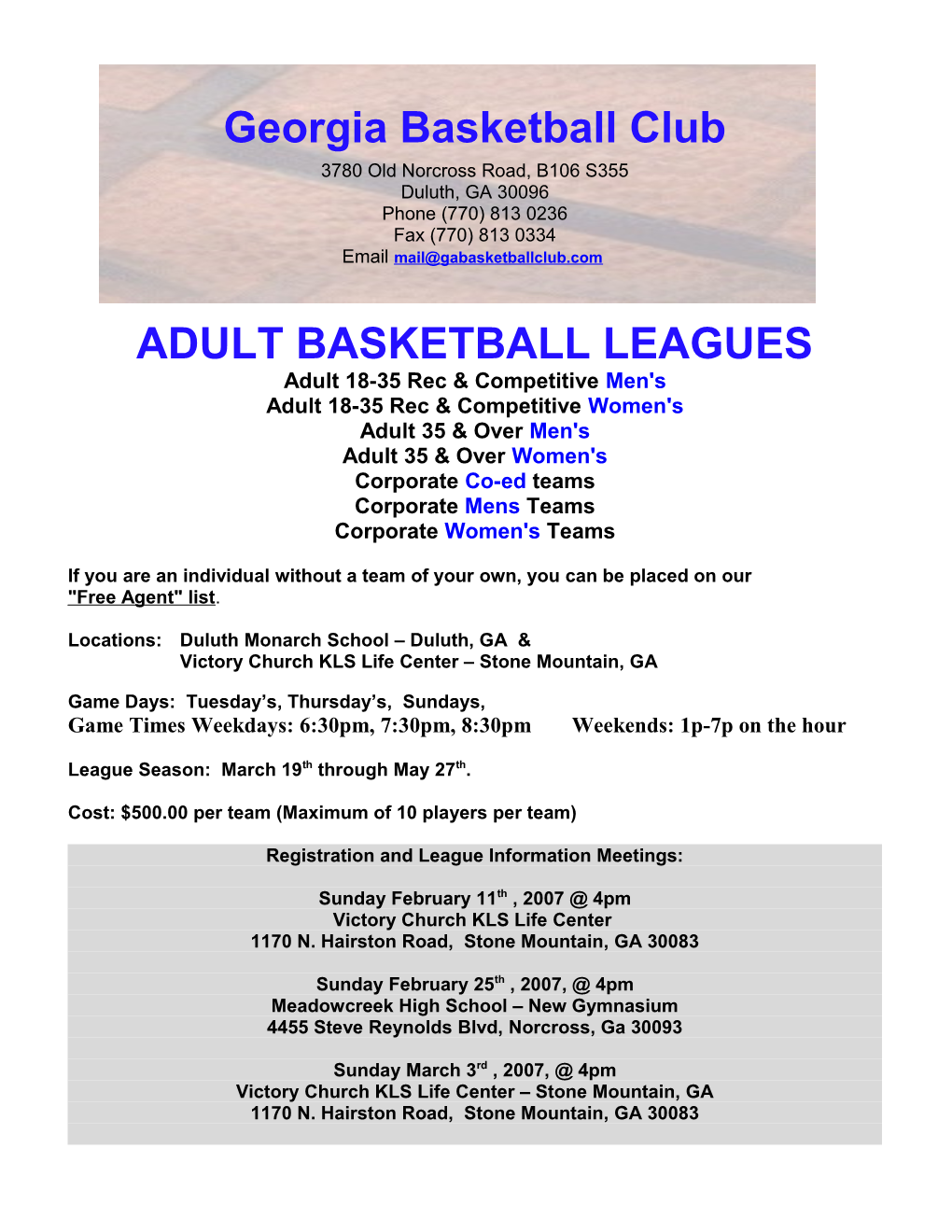 Adult Basketball Leagues