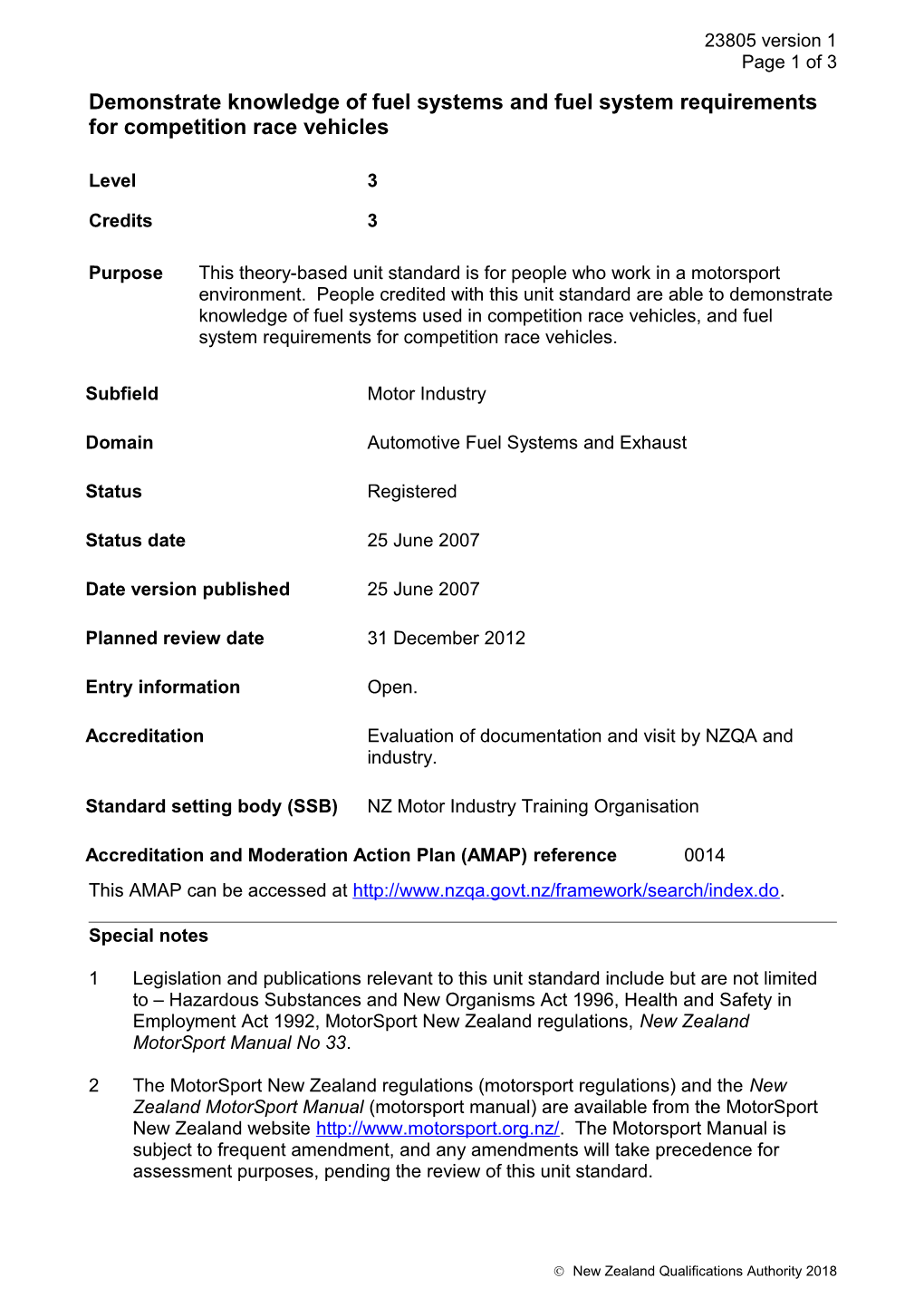 23805 Demonstrate Knowledge of Fuel Systems and Fuel System Requirements for Competition