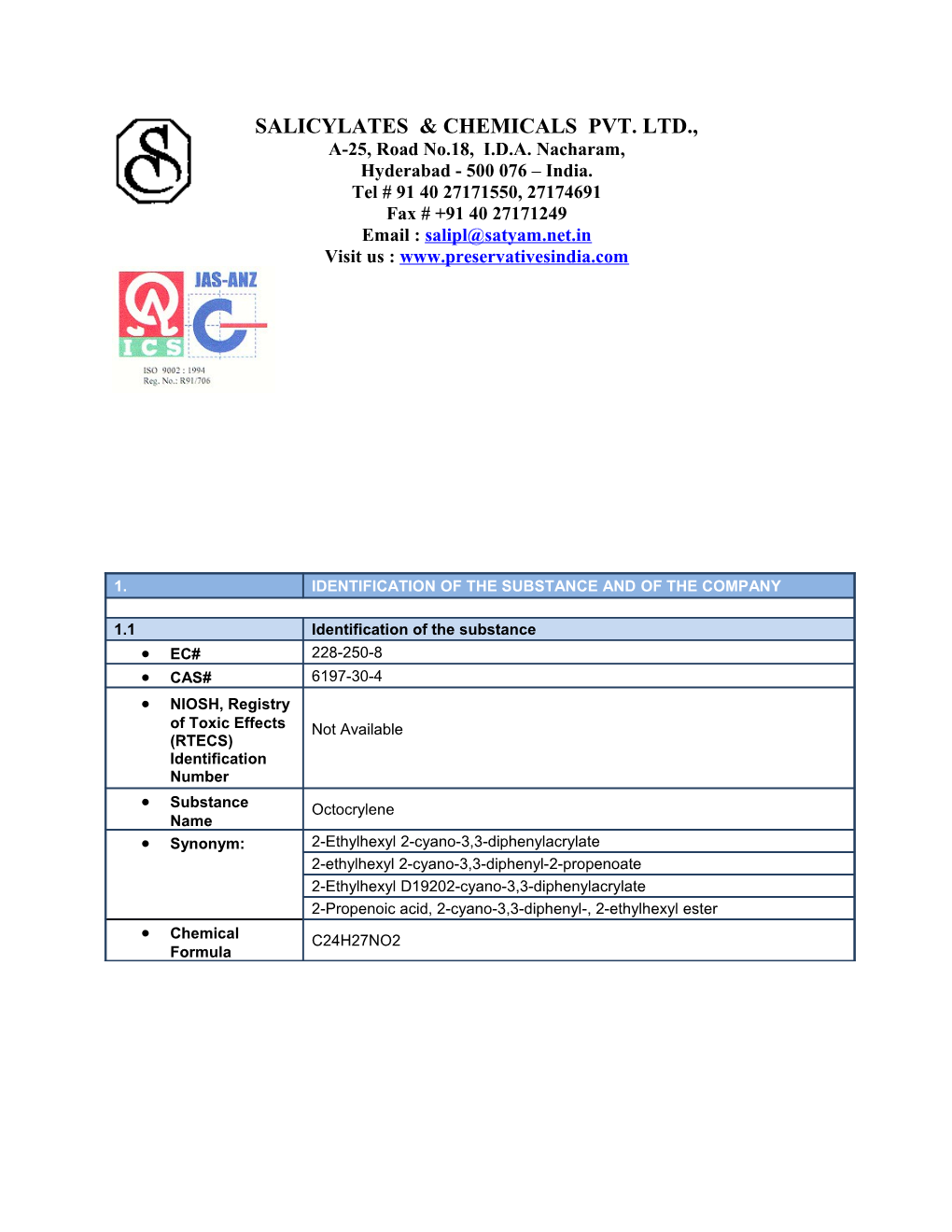 NIOSH, Registry of Toxic Effects (RTECS) Identification Number