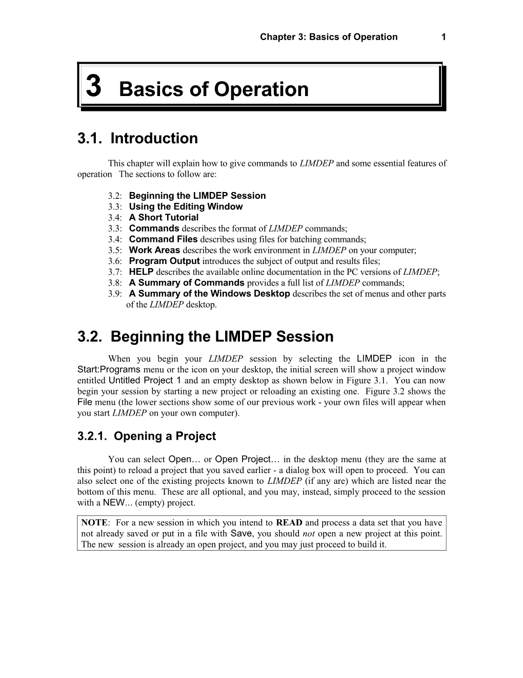 Chapter 3: Basics of Operation