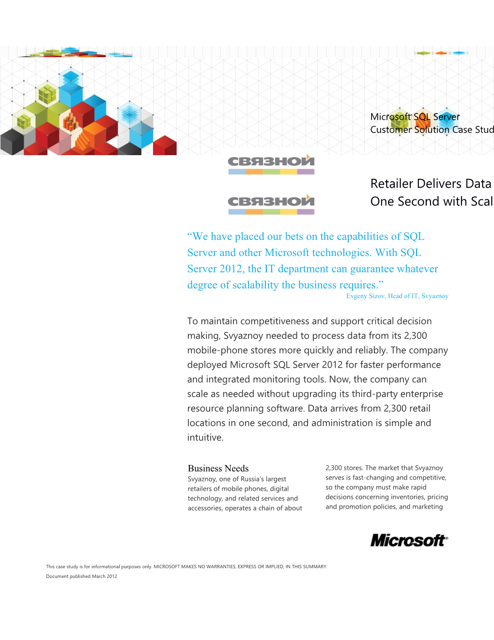 Retailer Delivers Data from 2,300 Stores in One Second with Scalable Microsoft Solution