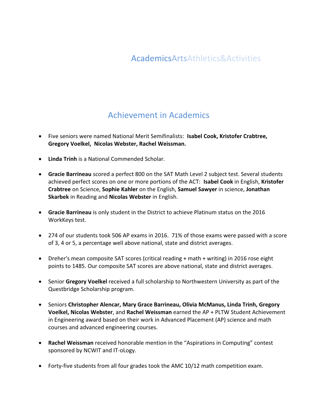 Academicsartsathletics&Activities