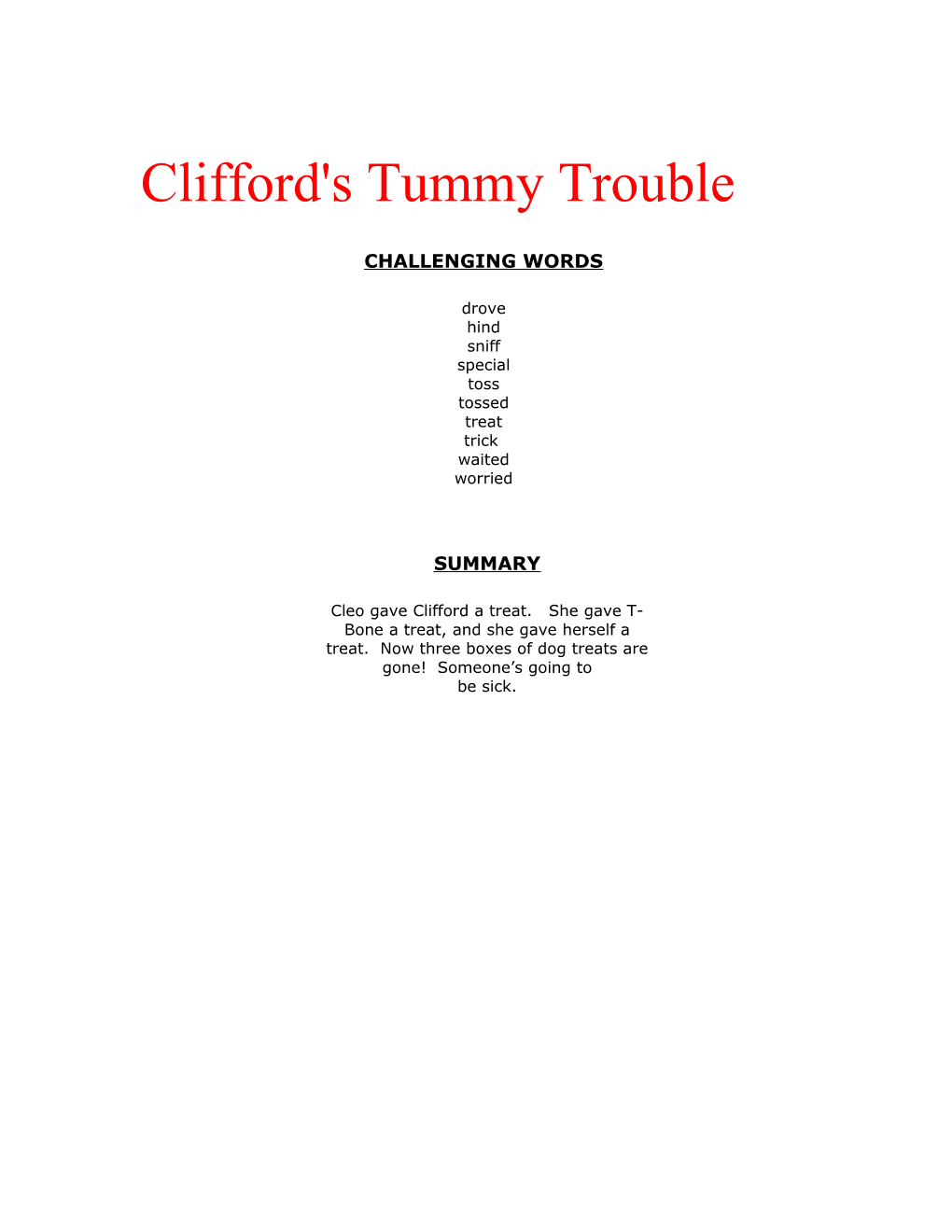 Clifford's Tummy Trouble