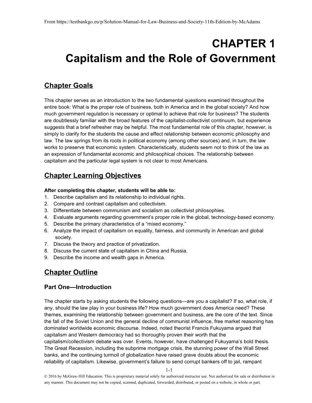 Capitalism and the Role of Government