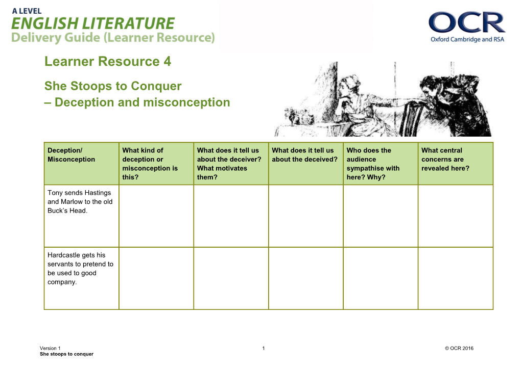 OCR a Level English Literature - She Stoops to Conquer