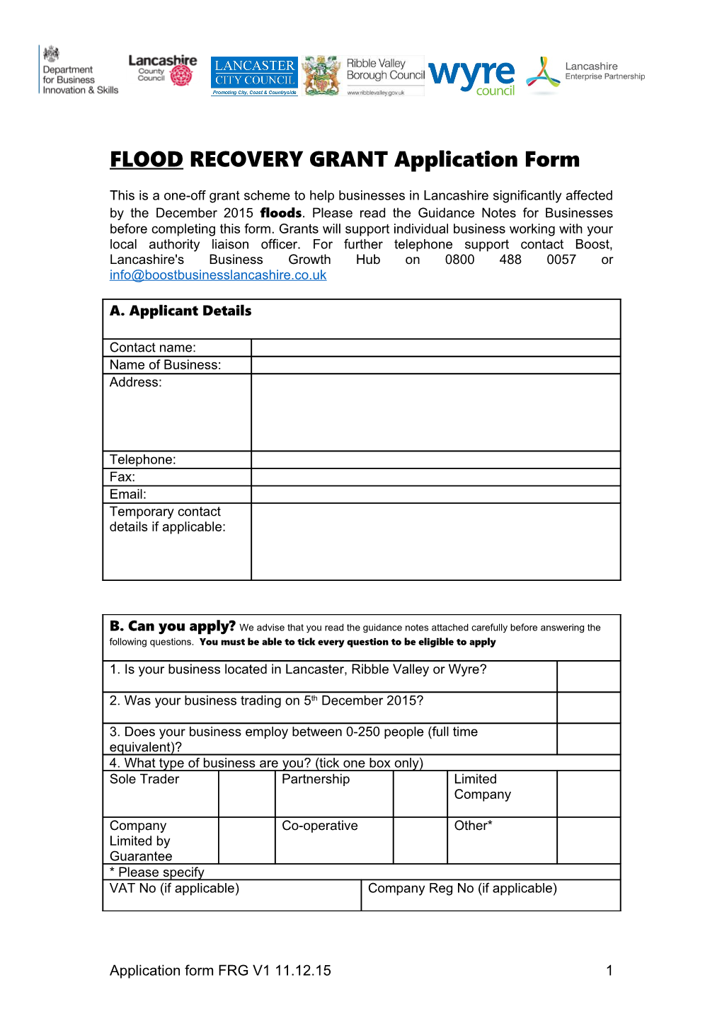 FLOODRECOVERY Grantapplication Form