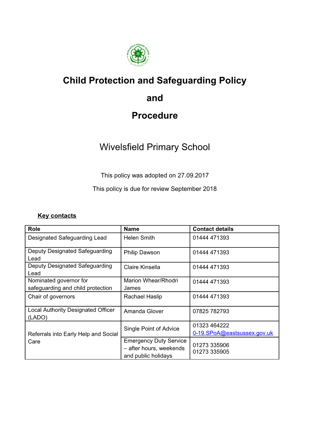 Model Safeguarding and Child Protection Policy July 2016