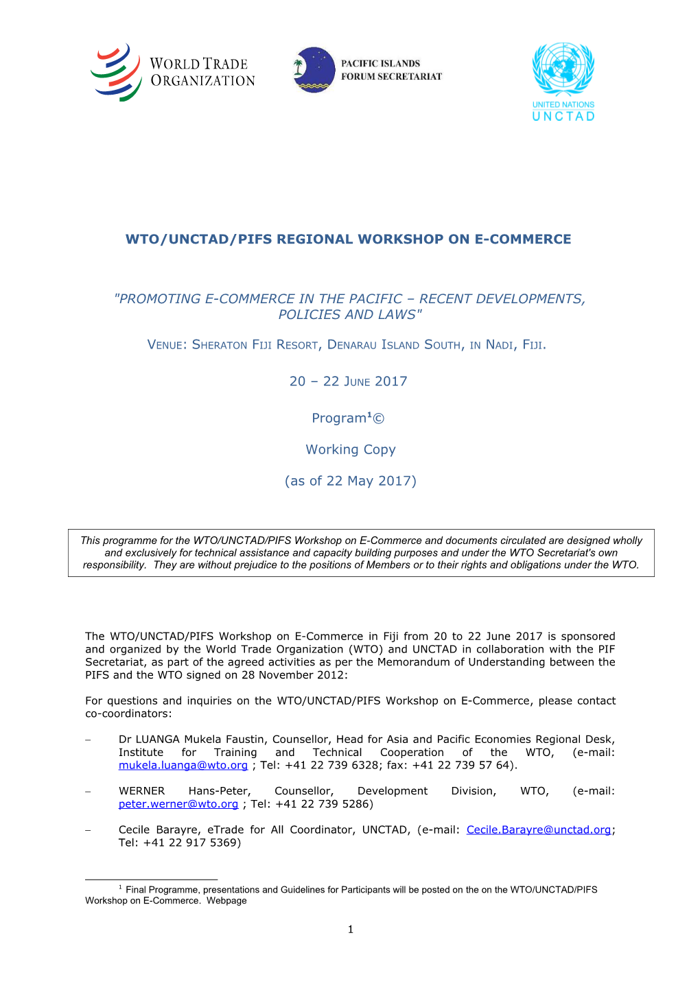 WTO/UNCTAD/PIFS REGIONAL Workshop on E-COMMERCE