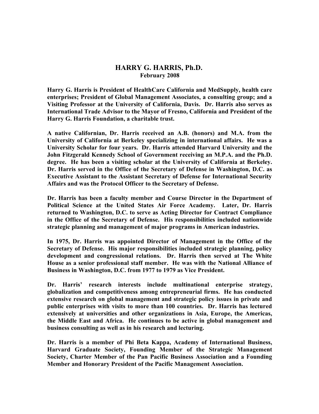 HARRY G. HARRIS, Ph.D
