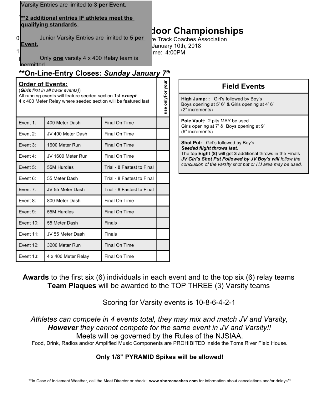 Ocean County Indoor Championships