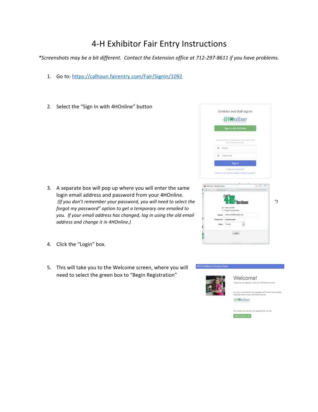 4-H Exhibitor Fair Entry Instructions