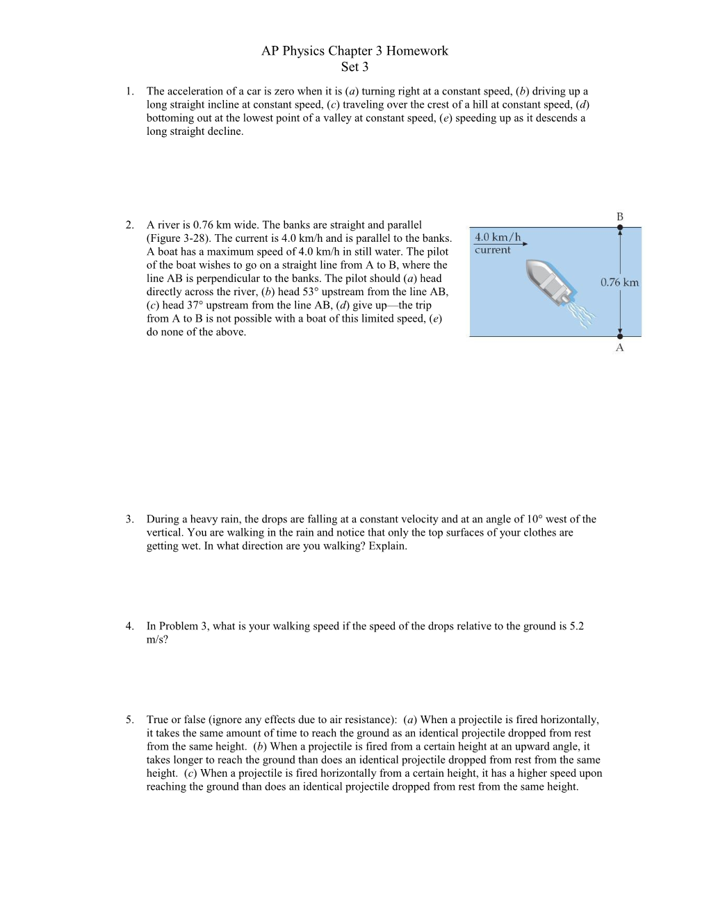AP Physics Chapter 3 Homework