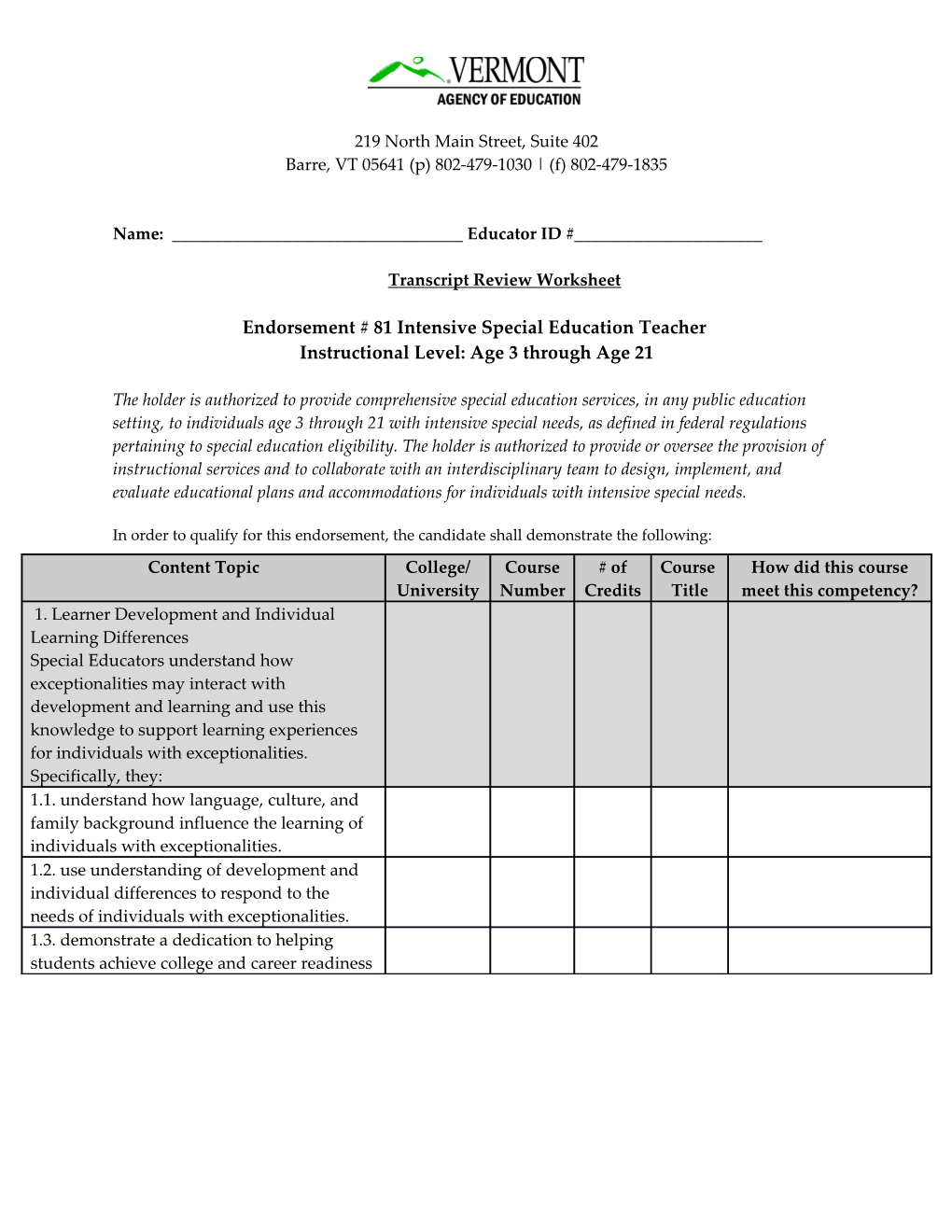 TR Worksheet Intensive SPED Teacher