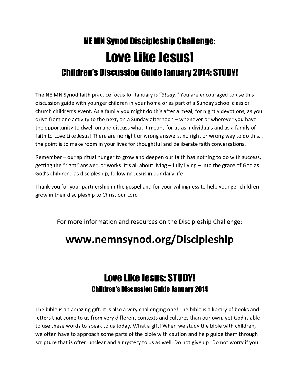 NE MN Synod Discipleship Challenge