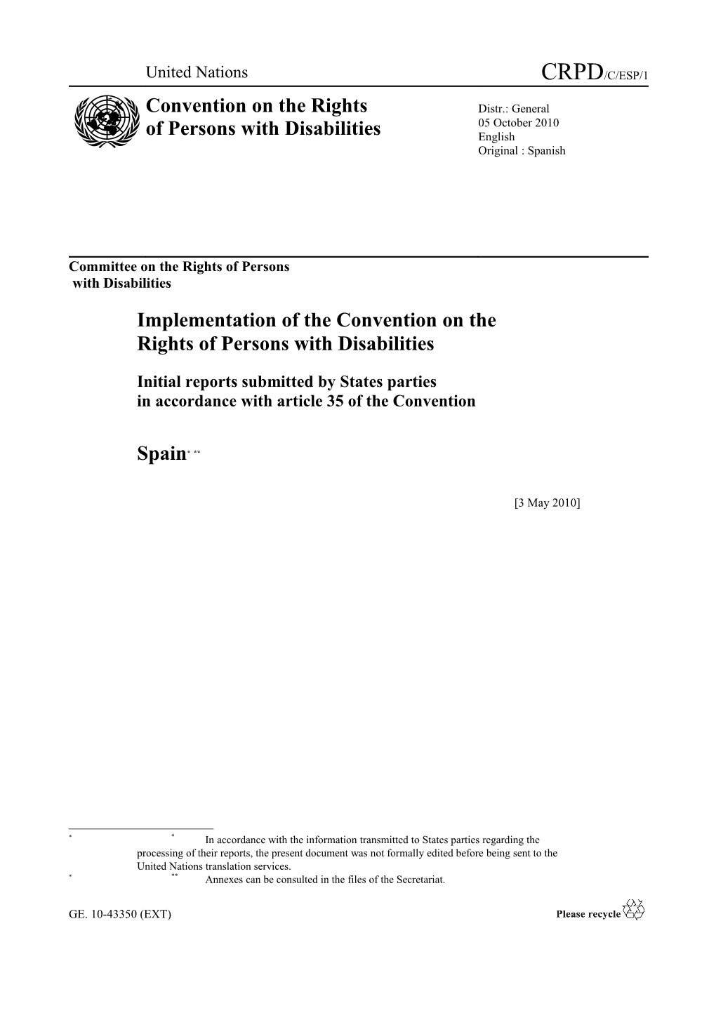 Implementation of the Convention on The