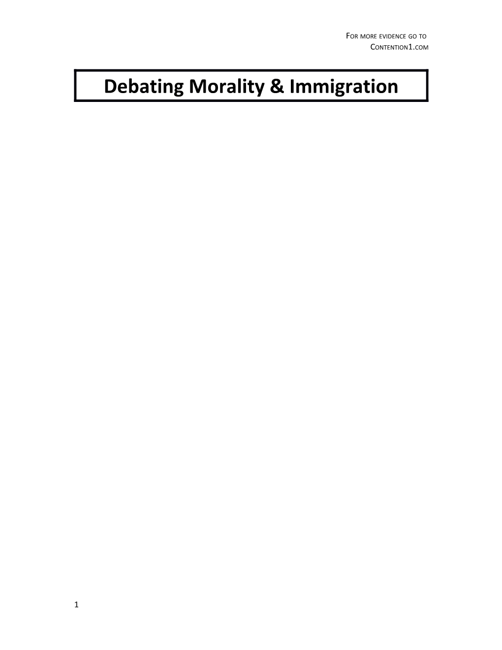 Debating Morality & Immigration