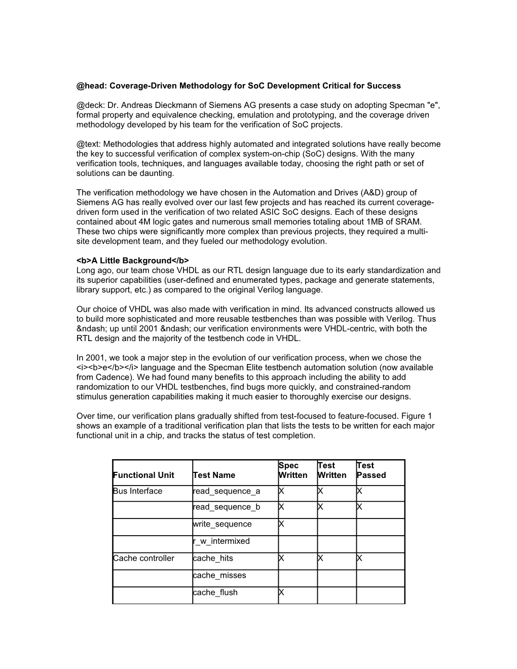 Head: Coverage-Drivenmethodology for Soc Development Critical for Success