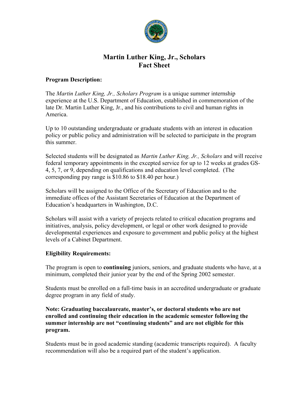 Martin Luther King, Jr., Scholars