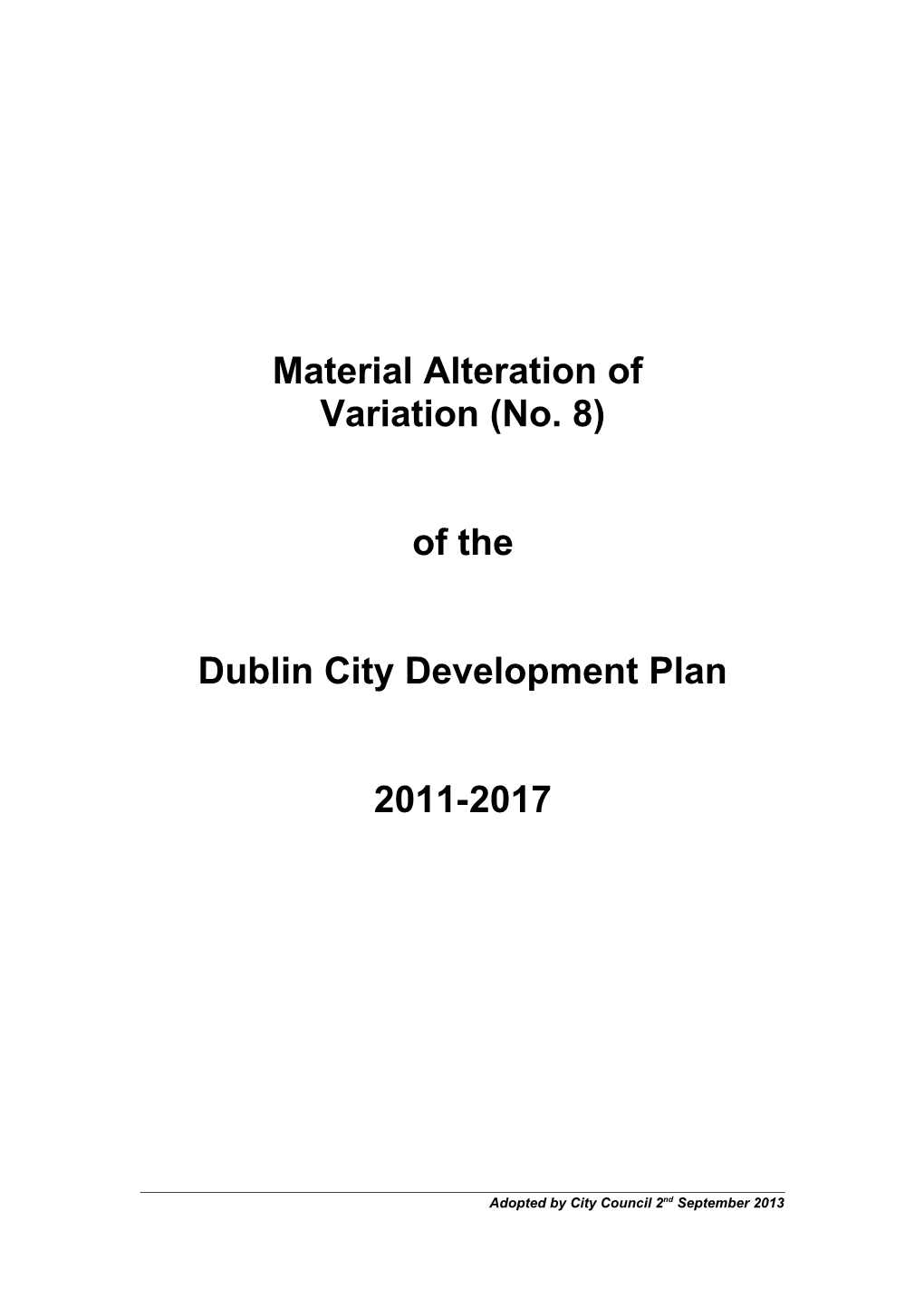 Dublin City Development Plan