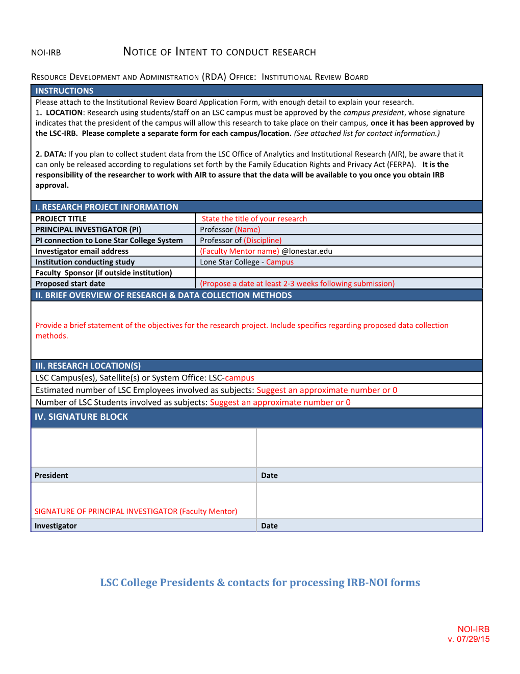 Resource Development and Administration (RDA) Office: Institutional Review Board