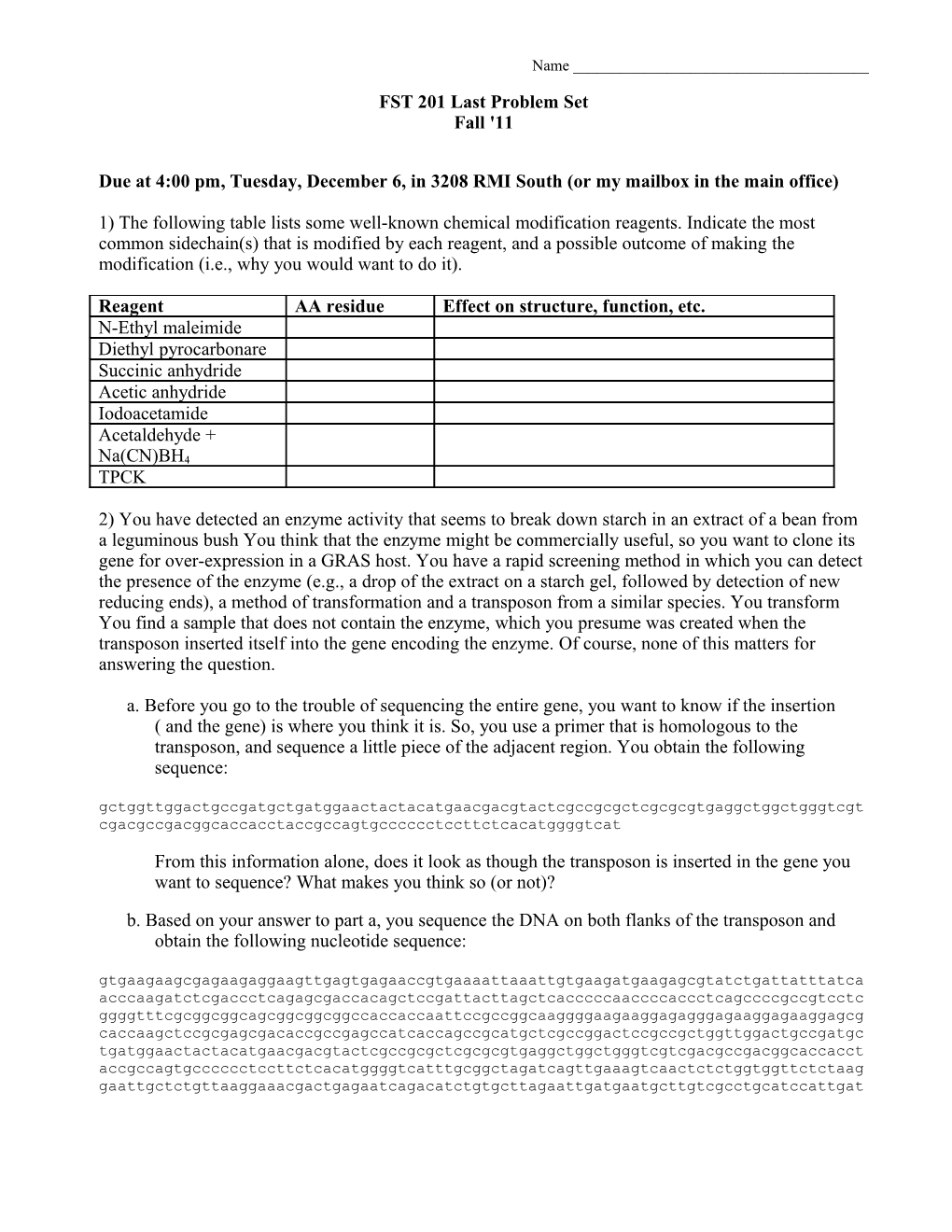 FST 210 Problem Set