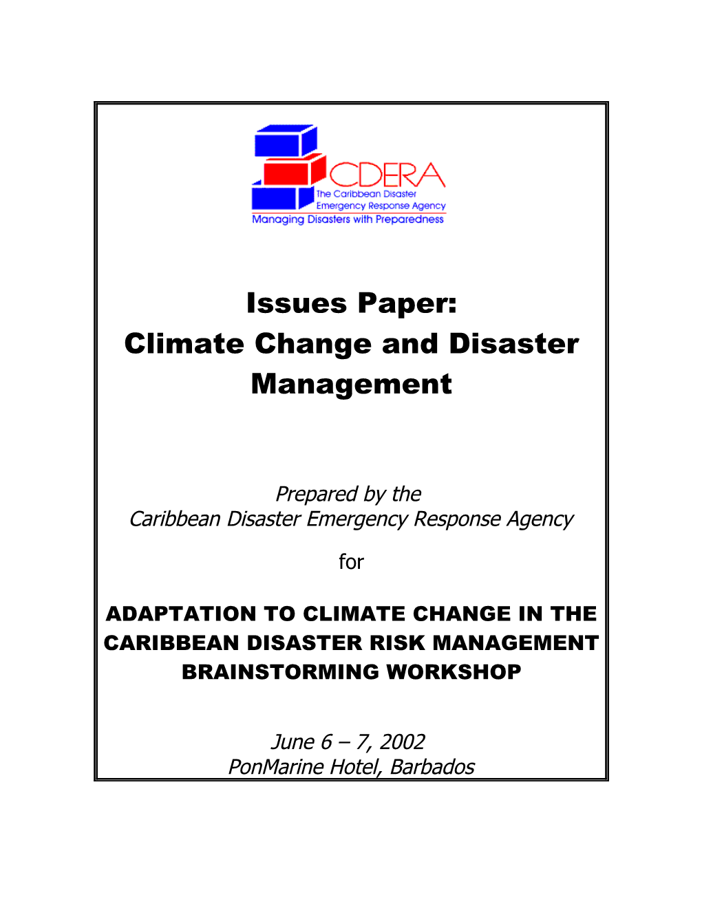 Disaster and Climate Change Issues Paper