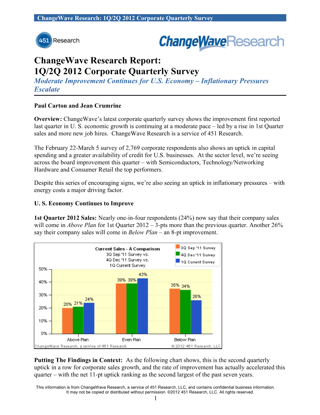 Changewave Research: 1Q/2Q 2012 Corporate Quarterly Survey