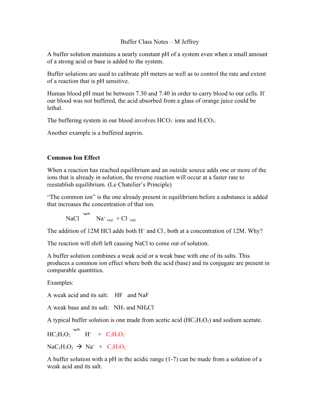 Buffer Class Notes M Jeffrey