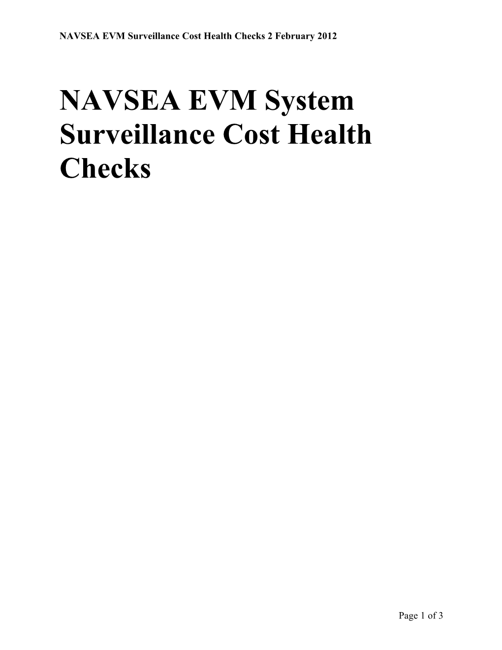 CEVM Cost Health Check