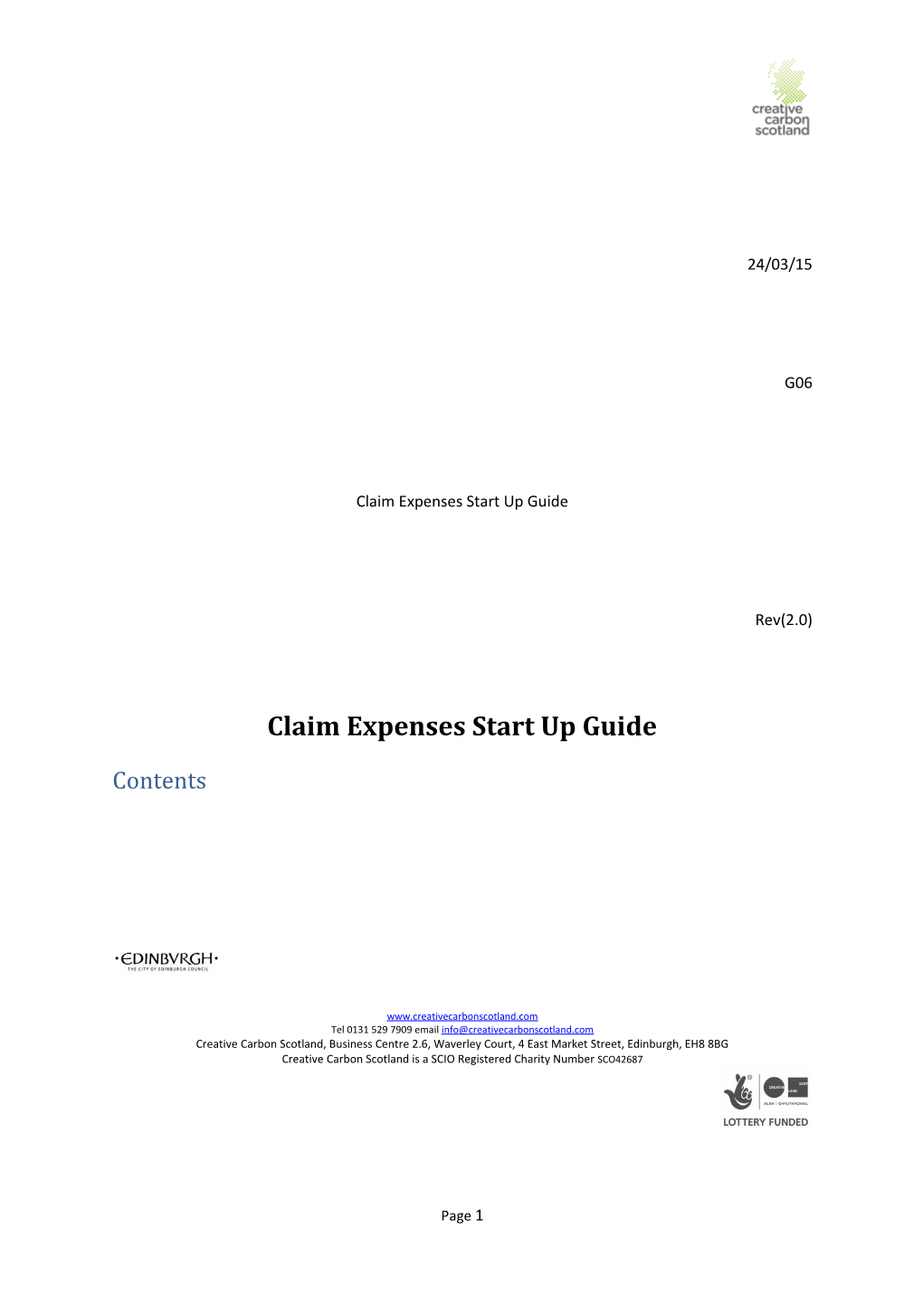 Claim Expenses Start up Guide