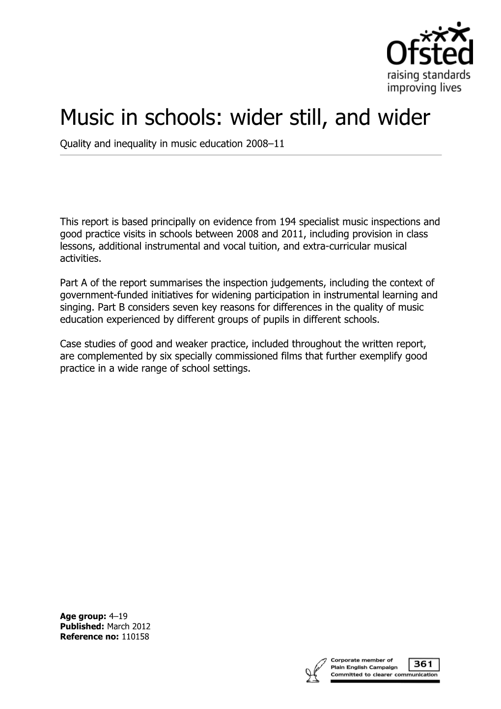 Music in Schools: Wider Still, and Wider