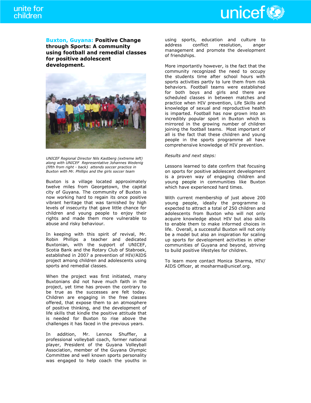 Buxton: Guyana: Positive Change Through Sports: a Community Using Football and Remedial