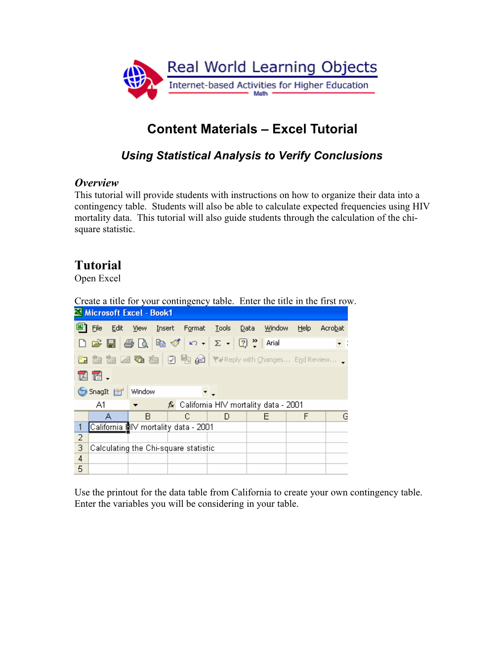 Content Materials Excel Tutorial