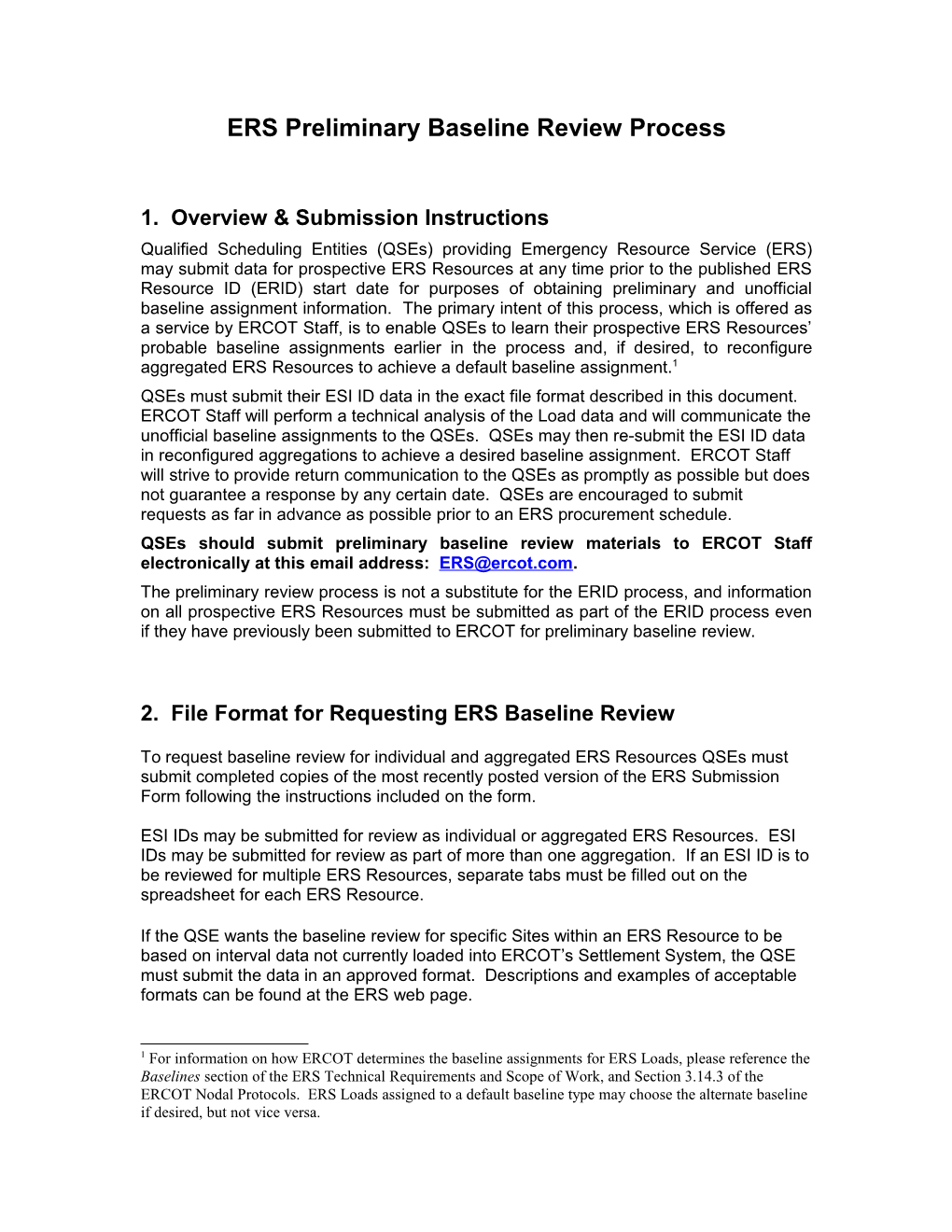 File Format for Requesting EILS Baseline Review