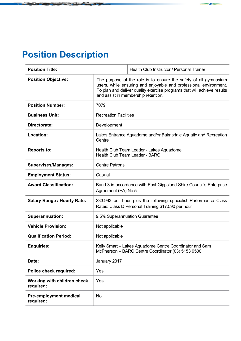 Organisation Vision and TOPP Behaviours