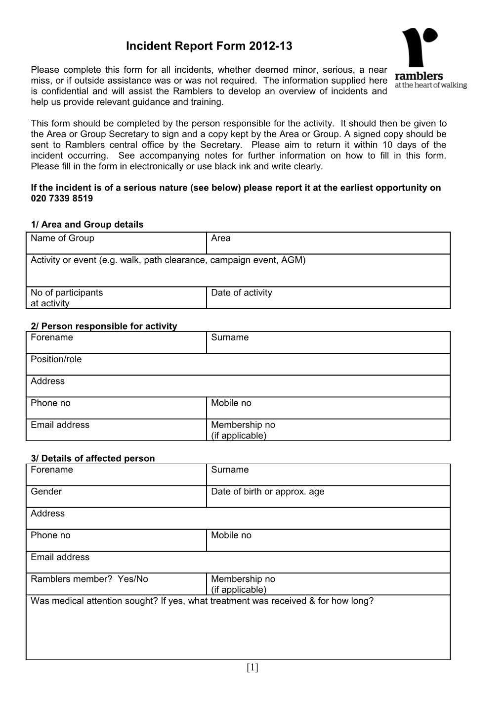 Incident Report Form 2012-13