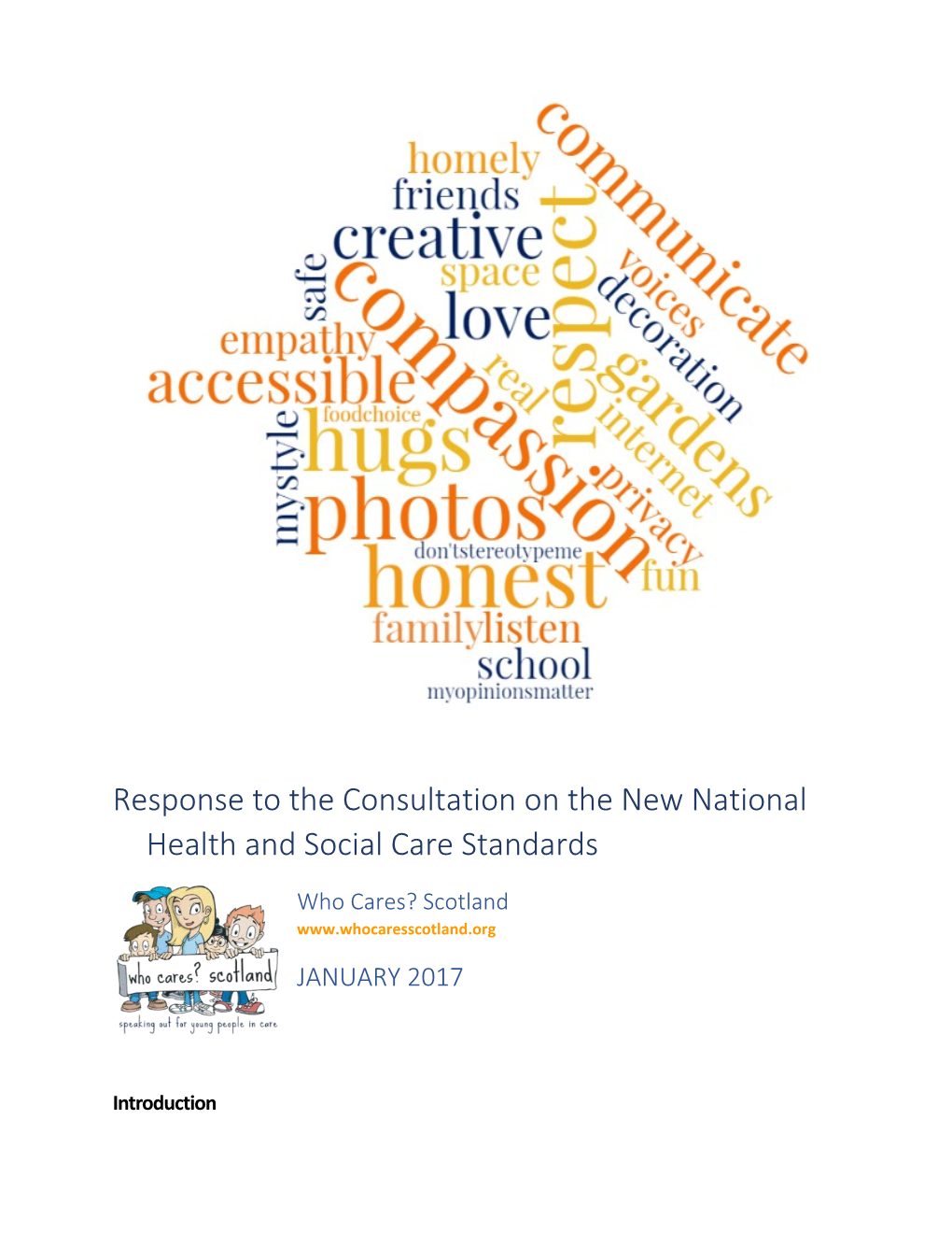 Response to the Consultation on the New National Health and Social Care Standards