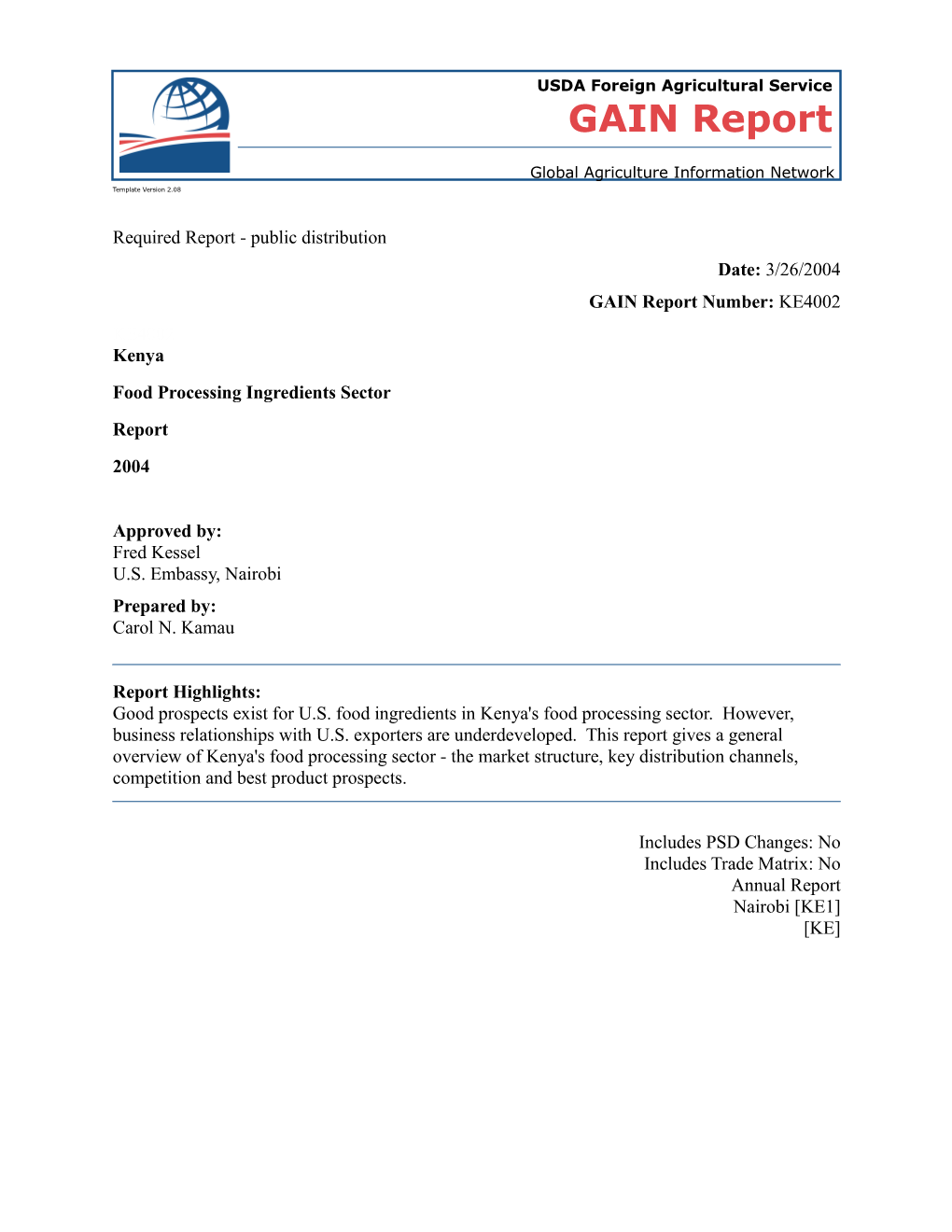 Food Processing Ingredients Sector